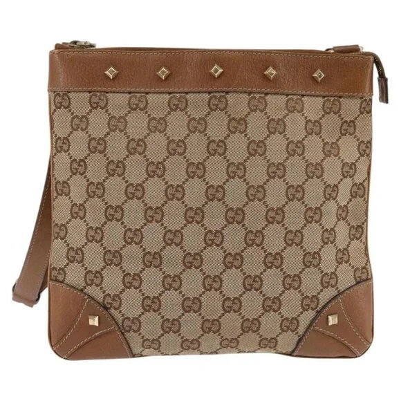 GUCCI GG Canvas Shoulder Bag Beige Gold 120893 Auth BA5739 - Picture 2 of 16